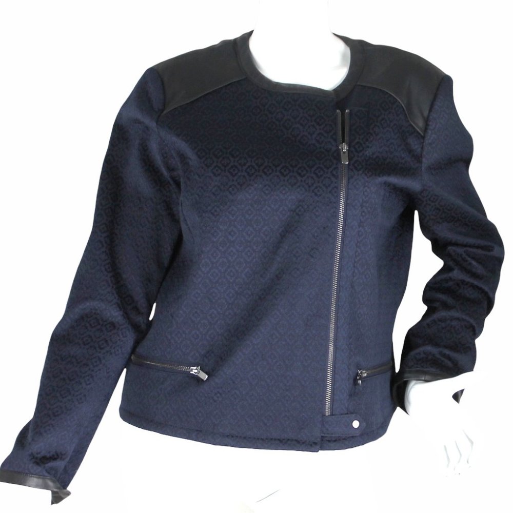 Ellen Tracy Navy Blue Black Jacket L